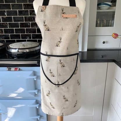 Silver Hare Apron on mannequin