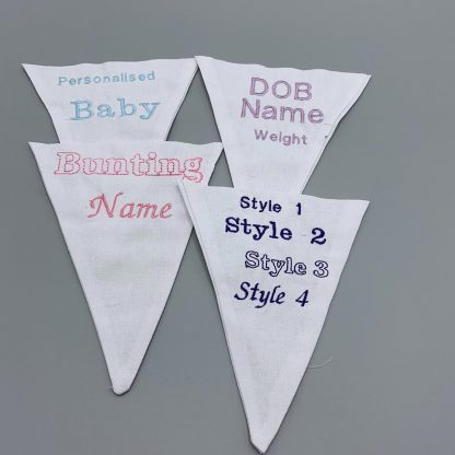 Personalised baby bunting with name, date of birth and weight